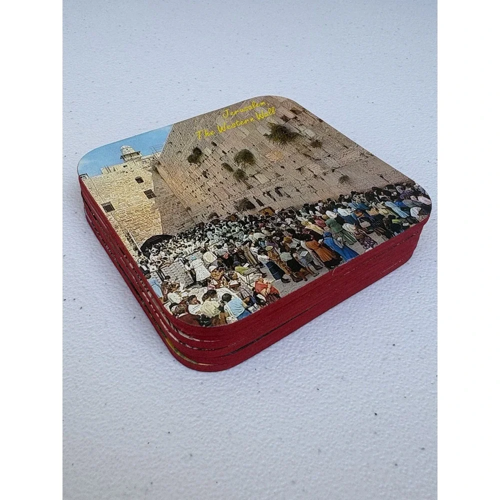 Drink Coasters‎ Jerusalem themed Set of 6 Vintage iconic historical sites 4 x 4